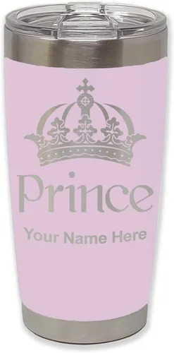 Vista 26 de LaserGram Vaso aislado al vacío de 20 onzas, Prince Crown, grabado personalizado incluido (negro)