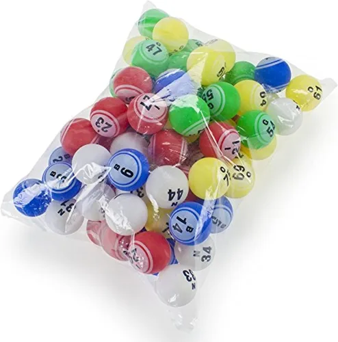 Vista 2 de 75 bolas de bingo multicolor de 1.5 pulgadas, bolas de plástico para jaulas de bingo y rifas, compatibles con jaulas de la mayoría