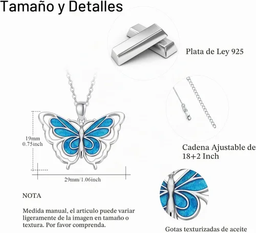 Vista 2 de Cuoka Butterfly Necklace for Women 925 Sterling Silver Butterflies Pendant