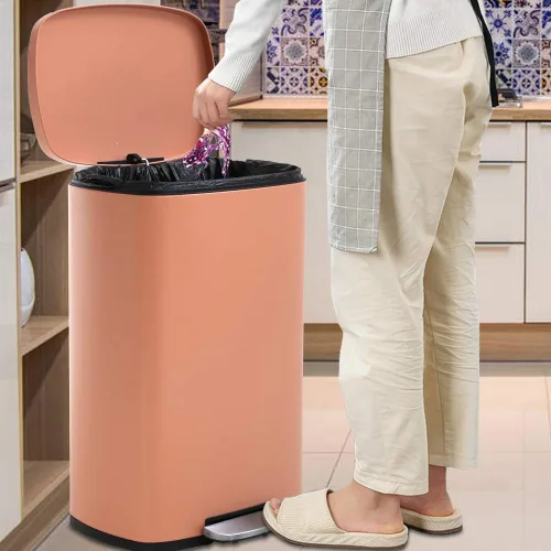 Vista 8 de Dkelincs Bote de basura de acero inoxidable de 13 galones con sensor de movimiento automático para cocina, bote de basura de alta capacidad sin