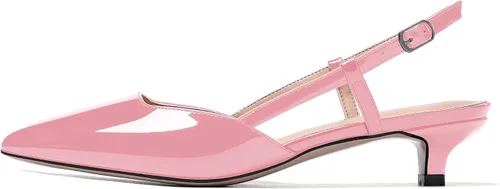 Vista 2 de WAYDERNS Zapatos de tacón bajo para mujer, con correa puntiaguda, para gatito, de 1.5 pulgadas