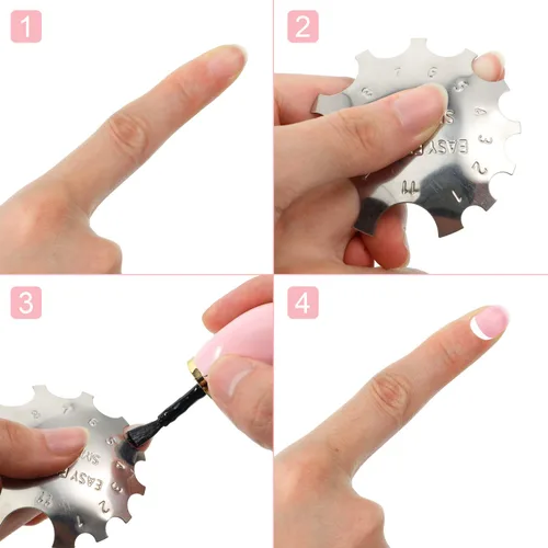 Vista 4 de Módulo de placa de corte de bordes de manicura de uñas, 6 piezas, herramienta de corte de gel de línea de sonrisa francesa fácil de acero