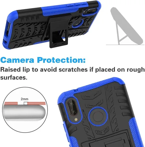 Vista 6 de Asuwish Funda para teléfono Huawei P20 Lite con protector de pantalla de vidrio templado y soporte delgado, híbrida, resistente, funda protectora