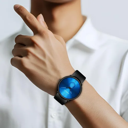 Vista 3 de Mens Watches Ultra-Thin Minimalist Waterproof-Fashion Wrist Watch for Men Unisex Dress with Leather Band
