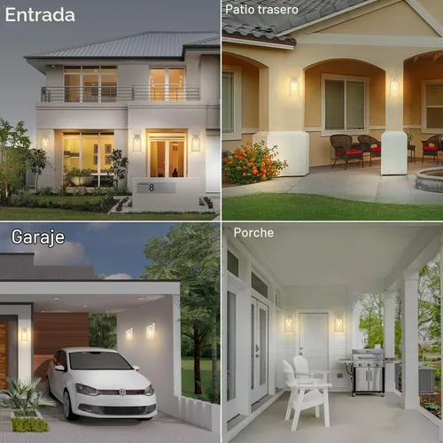 Vista 7 de Faroles de pared para exteriores de atardecer a amanecer, accesorios de pared con sensor para casa, lámpara de porche resistente al óxido, lámpara