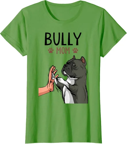 Vista 4 de American Bully Mom Cute Dog Mama Camiseta divertida para mujer, Blanco, S