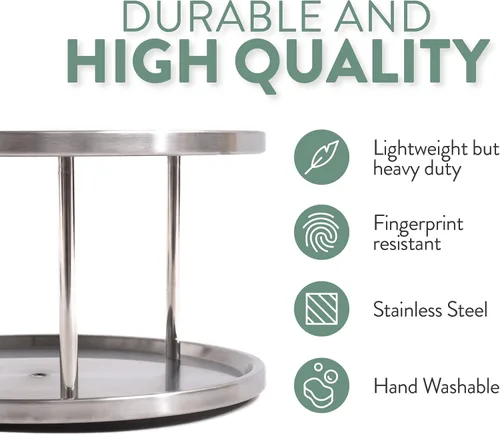 Vista 4 de Estilo Lazy Susan de acero inoxidable - diseño de 2 niveles, gira 360 º
