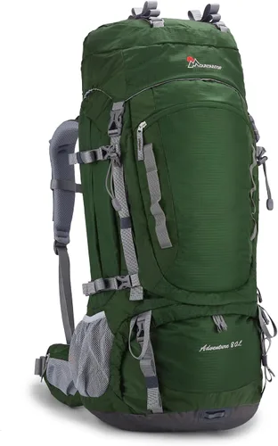 Vista 11 de MOUNTAINTOP Mochila de marco interno de 80L para hombre y mujer Mochila de senderismo con cubierta de lluvia Granate-80l