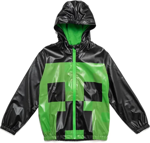 Vista 3 de Minecraft Creeper - Chaqueta impermeable con cremallera para niños pequeños a niños grandes