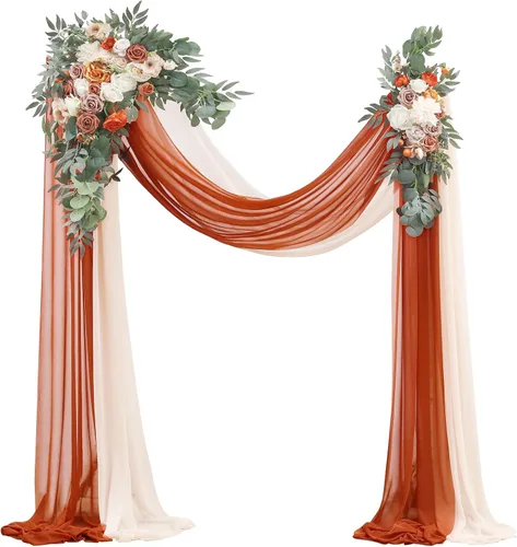 Vista 20 de Floroom Kit de Flores de Arco con Cortinas (Paquete de 4) - 2 piezas de Guirnalda Floral Artificial Rosa Rubor con 2 piezas de Tela Drapeada
