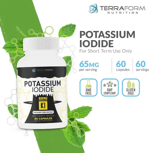 Vista 2 de Suplemento de yoduro de potasio - dosis de 65 mg, 60 porciones - Apoya la tiroides