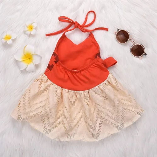 Vista 4 de Ropa de bebé para niña pequeña, con encaje halter sin espalda, vestido de tul para verano, trajes de aventura
