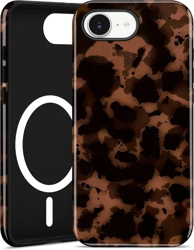 Vista 81 de Jusy Compatible con MagSafe Brown Tortoise Shell Print Phone Case para iPhone 7/8/SE, funda protectora magnética de lujo de TPU suave