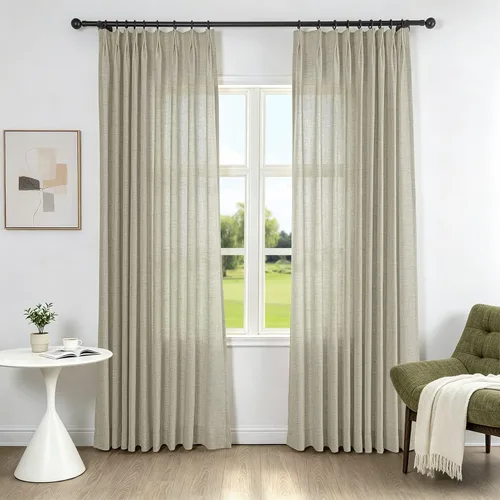 Vista 11 de Fcosie Cortinas plisadas filtrantes de luz para sala de estar, dormitorio, granja Kithcen, protección de privacidad, mezcla de lino, 2 paneles, 50