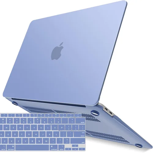 Vista 16 de IBENZER Compatible con Nuevo MacBook Air de 13 pulgadas Funda 2022 2021 2020 M1 A2337 A2179 A1932, Carcasa Rígida de Plástico con Cubierta de azul