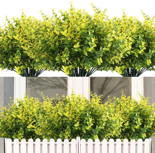 Vista 37 de RECUTMS - Flores artificiales, 12 plantas sintéticas para exteriores, resisten rayos ultravioleta, arbustos para interiores y exteriores, maceta