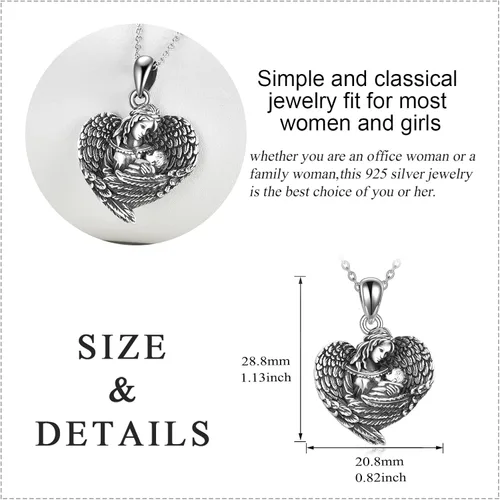 Vista 3 de YAFEINI Mother Child Necklace 925 Sterling Silver Mother's Day Gift Mother Necklace I Love You Mom