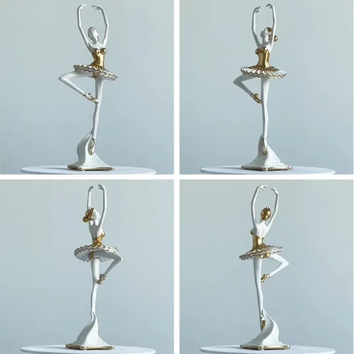 Vista 3 de HAUCOZE Estatua de bailarina de bailarina, escultura de yoga, decoración moderna del hogar, regalo para sala de estar, oficina, poliresina, 12