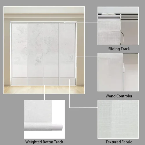 Vista 4 de LETAU Paneles deslizantes sin cordón, persianas de tela transparente, reducen el deslumbramiento solar, persianas verticales con protección UV