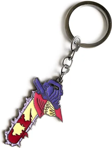 Vista 2 de Llavero de esmalte de anime, motosierra Pochita Power Denji Man Llavero Aleación Colgante Figura