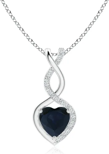 Vista 16 de Angara Heart-Shaped Blue Sapphire Infinity Pendant with Diamond Accents Oro Rosa