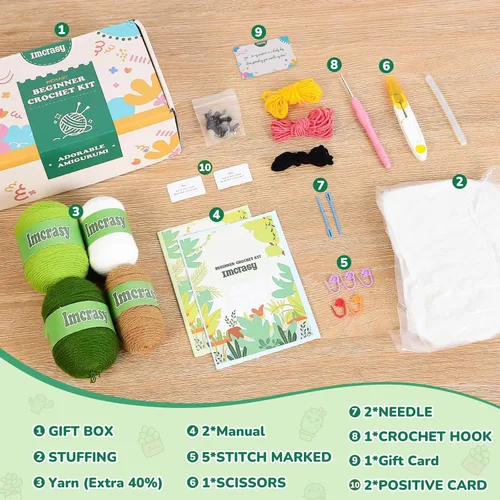 Vista 2 de Imcrasy - Kit de ganchillo para principiantes con lecciones de video paso a paso 6 plantas en macetas y kit de ganchillo de la familia de plantas