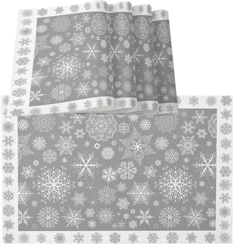 Vista 10 de Juego de 6 manteles individuales de bolas de Navidad para mesa de comedor, paño de lino de algodón para mesa cuadrada/rectangular/redonda