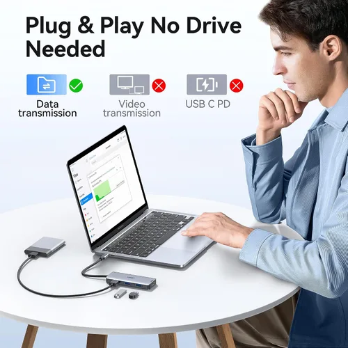 Vista 6 de Adaptador multipuerto USB-C para MacBook Air/Pro - Dongle HDMI 6 en 1 con puertos 4K, USB 3.0, lector de tarjetas SD/TF para MacBook M1/m2/m3/m4