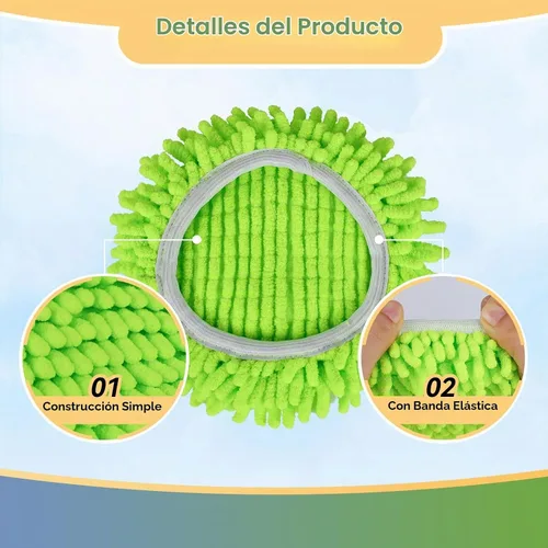 Vista 5 de Juego de 4 almohadillas de trapeador de microfibra reutilizables compatibles con el sistema de mopa giratoria O-Cedar EasyWring de 1 tanque