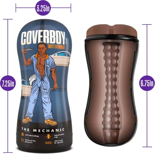 Vista 3 de Blush Coverboy The Mechanic 7.5" Masturbador masculino para bolsillo - Estimulador de autolubricación para hombres - Funda anal de textura ajustada