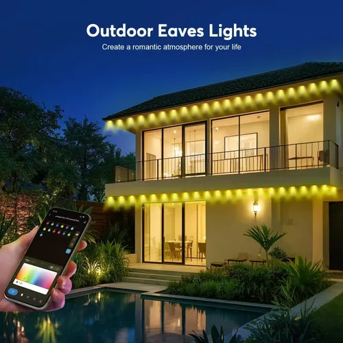 Vista 6 de Luces permanentes para exteriores Pro, luces LED RGB de 50 pies, IP67 impermeables con aplicación inteligente y control remoto, para Navidad