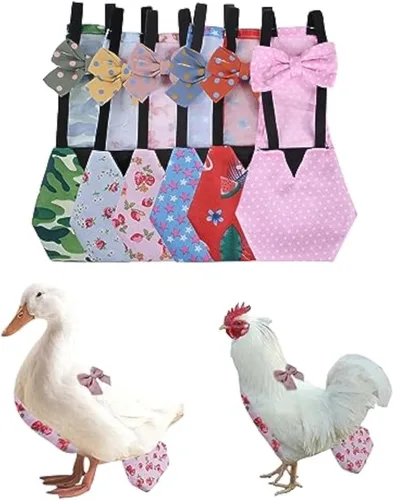 Vista 8 de MANON ROSA Pañales de pollo, gallinas bantam, juego de 3 piezas reutilizable con corbatín para aves de corral, pañales lavables e impermeables