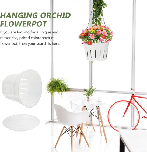 Vista 8 de Plastic Orchid Plant Pots with Tray for Seedlings 2pcs