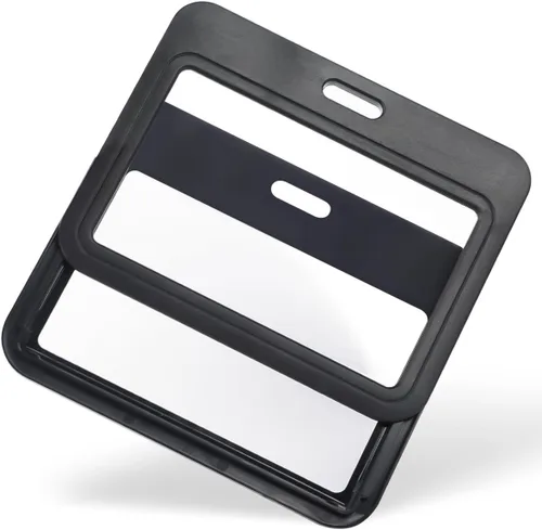 Vista 19 de Uniclife Paquete de 3 Portacarnet Deslizante con Ventanas de Doble Cara Funda Vertical de Plástico Duro Negro Bolsa Protectora de Tarjetas