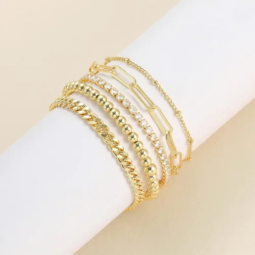 Vista 6 de DEARMAY Delicadas pulseras de plata para mujer, a la moda, juego de joyas de plata de ley 925 para mujer, pulseras para mujer, caja de clip