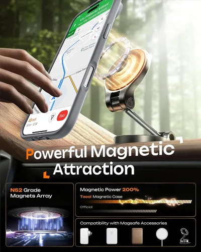 Vista 562 de TOCOL Funda para iPhone 11, compatible con Magsafe, protección completa de cámara, imanes integrados, protección contra caídas, funda translúcida