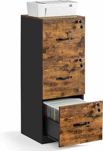Vista 9 de VASAGLE Archivador de 2 cajones con cerradura, soporte de impresora, organizador de archivador de oficina, para documentos tamaño A4 y carta, blanco