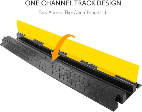 Vista 3 de Pyle Cubierta protectora de cable duradera para rampa, soporta 11000 libras, protección de cable resistente de un solo canal con cubierta superior