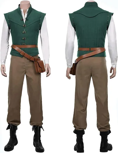 Vista 4 de ETEBAS Flynn-Rider Disfraz de príncipe Flynn-Rider Cosplay adulto niño príncipe lechuga Halloween unisex