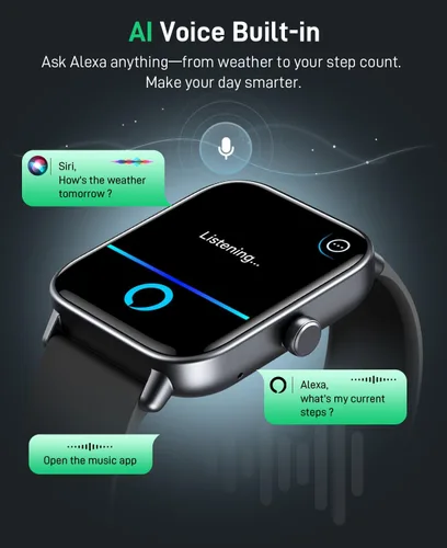 Vista 3 de Relojes inteligentes para hombres (Android y iPhones), 1.85 pulgadas HD Alexa incorporado Smart Wacth con monitor de frecuencia cardíaca, rastreador