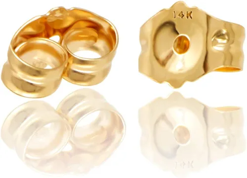Vista 4 de Pendientes de bola de oro amarillo de 14 quilates con mariposa