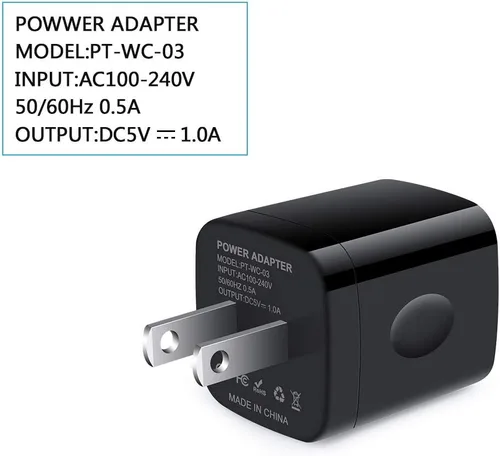Vista 7 de Wall Charger Box,10Pack 1A/5V Single Port USB Plug Black Charging Block