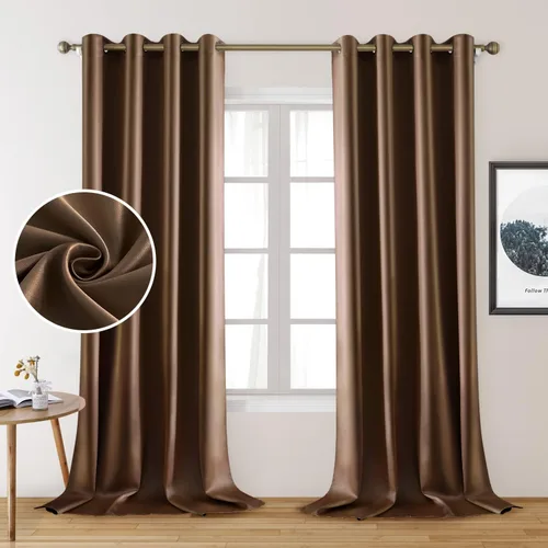 Vista 23 de HOMEIDEAS 2 paneles de cortina de seda sintética, cortinas opacas para dormitorio