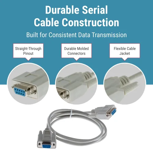 Vista 5 de DB9 - Cable serie hembra a hembra, 6 pies, garantía de por vida