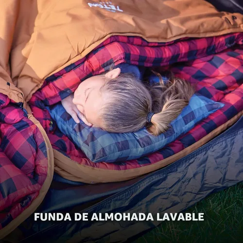 Vista 5 de Almohada de campamento Teton Sports; Ideal para viajes, camping y mochileros; Lavable, cuadros azules