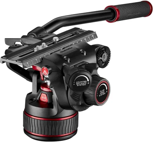 Vista 3 de Manfrotto Nitrotech 612 Cabezal fluido para grabación de video con trípode de doble pierna de fibra de carbono para sistemas de cámaras DSLR, sin