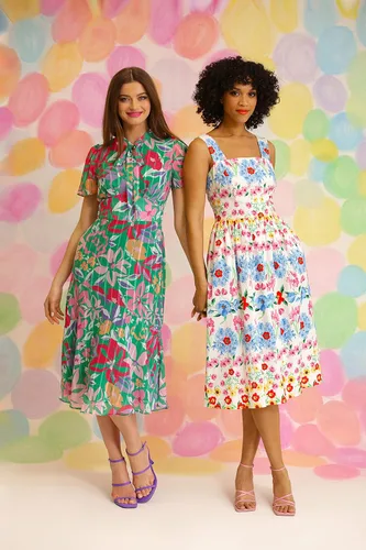 Vista 4 de Maggy London Vestido midi de manga corta con estampado floral para mujer