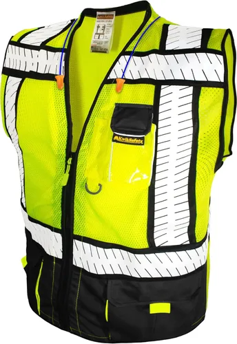 Vista 12 de KwikSafety - Chaleco de seguridad SHERIFF & SPECIALIST [Bolsillos de uso múltiple] Chaleco reflectante Clase 2 ANSI OSHA para hombres Negro (mangas)