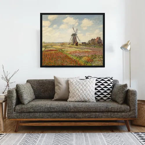 Vista 2 de Claude Monet - Lienzo decorativo para pared, póster estampado de campo de tulipanes en Holanda, fotos de póster de Monet, regalo sin marco