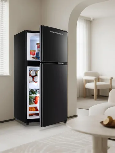 Vista 8 de F.W.WOOLWORTHS - Refrigerador compacto de 3.5 pies cúbicos con congelador, refrigerador mini de 2 puertas, termostato ajustable, para dormitorio